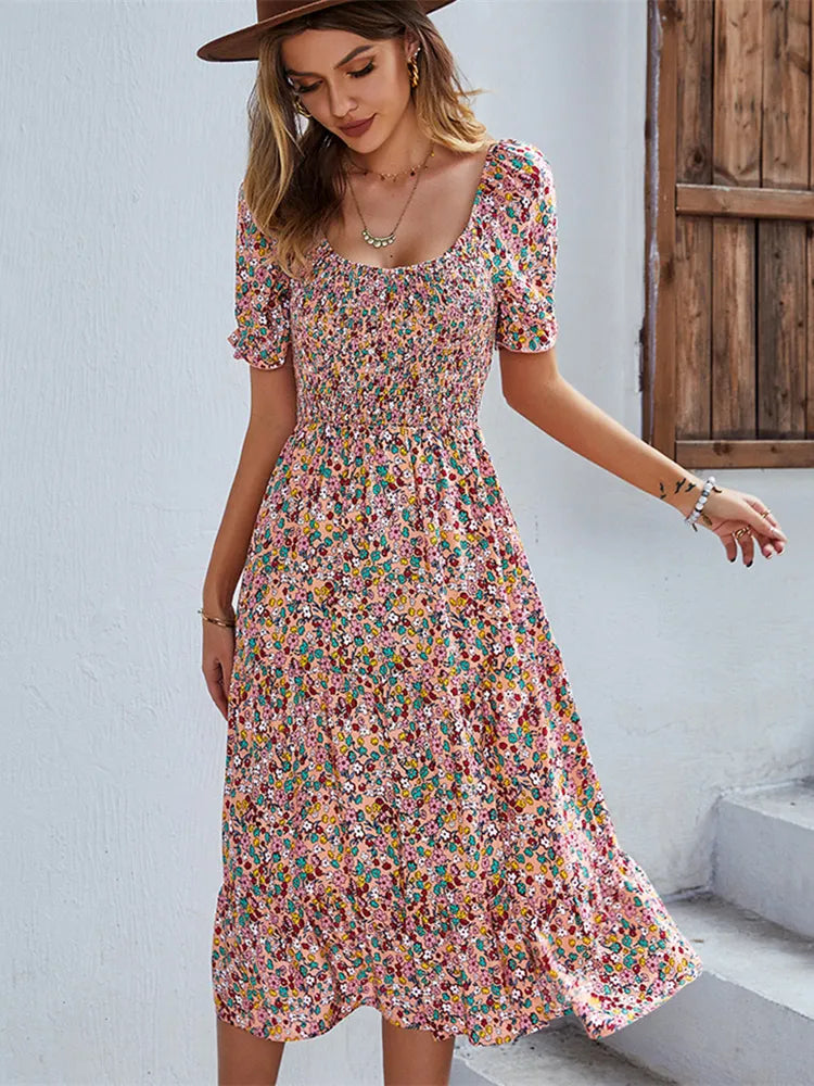 BELLA - Kjole med blomstermønster