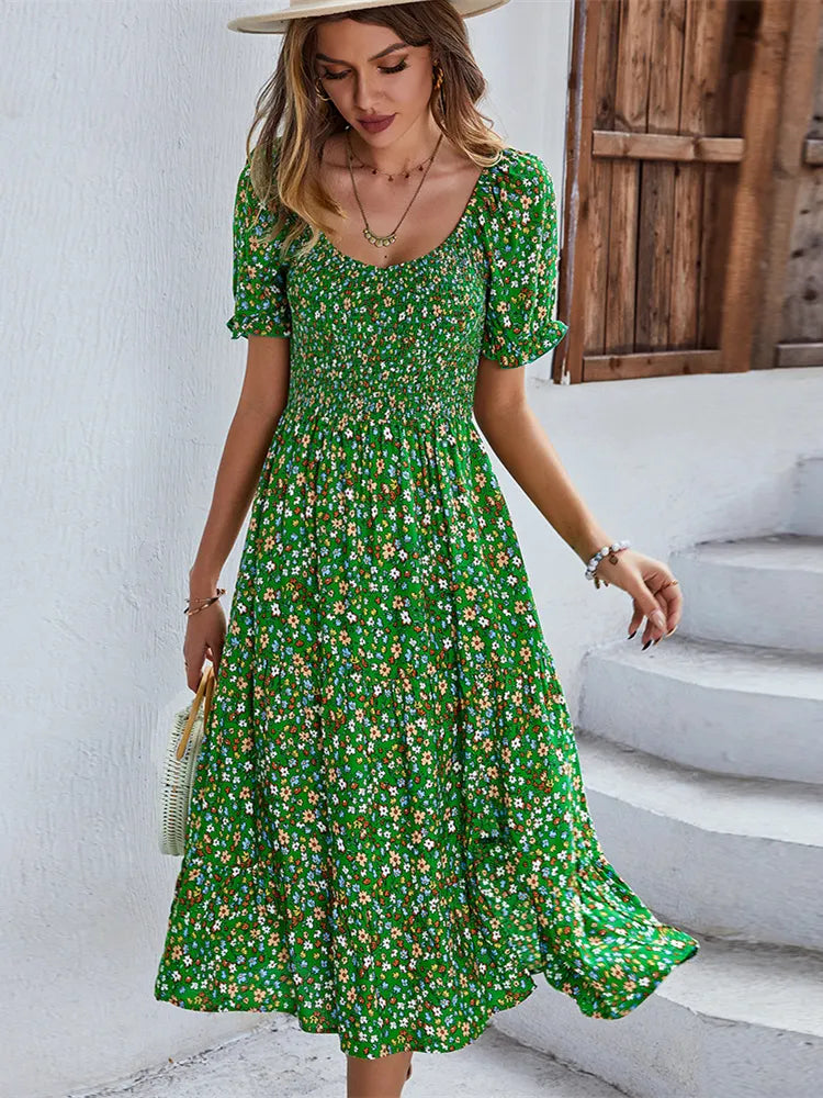 BELLA - Kjole med blomstermønster