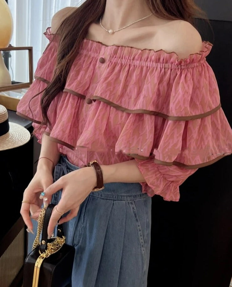 Lea - Bohemisk flæsebluse med off-shoulder til enhver lejlighed